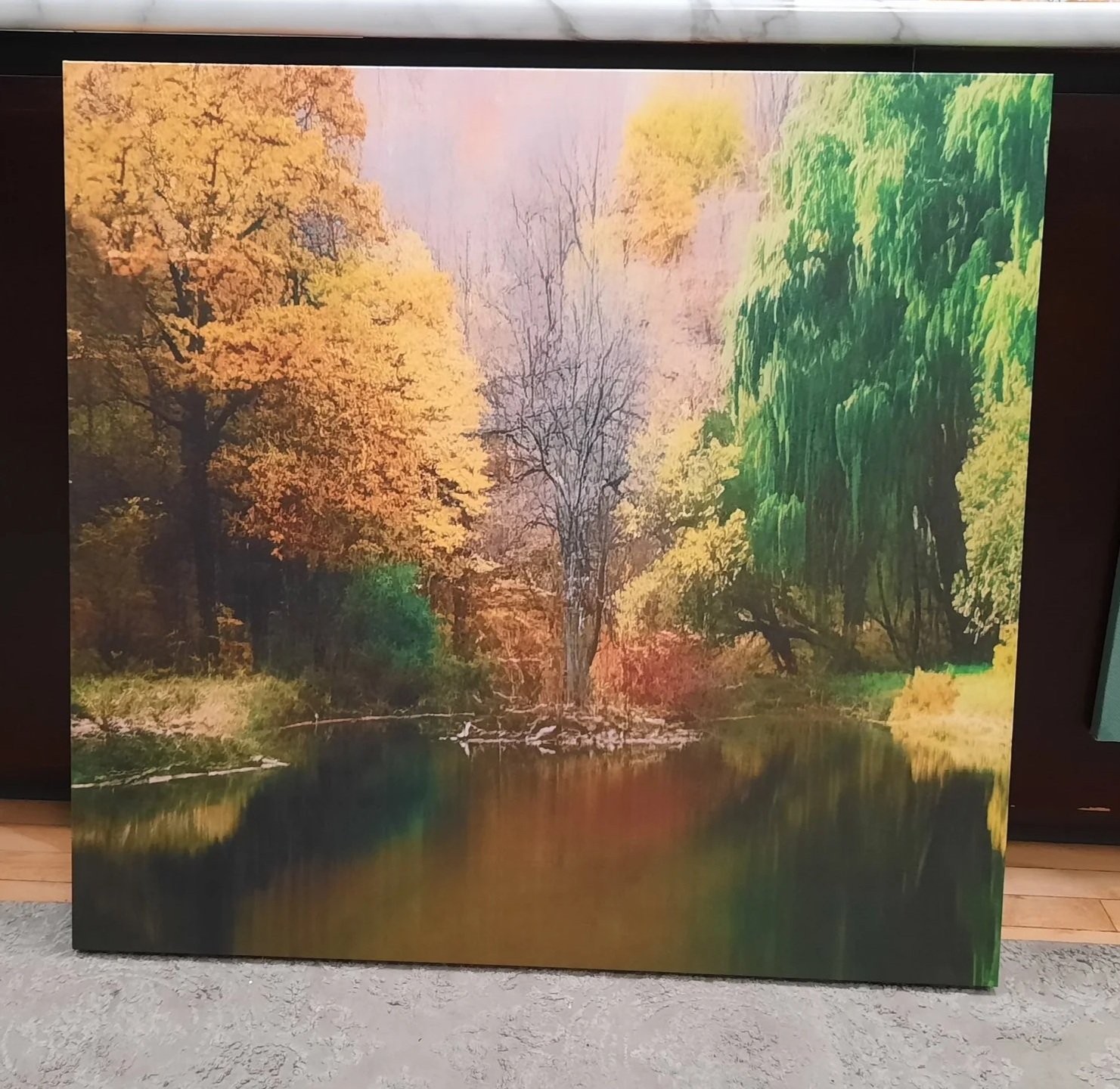 Picture of a Picture Canvas Print with blending of water. Enhancing image and blurring to darken shadow in water. Enlarged. 1.25 inch stretcher bar