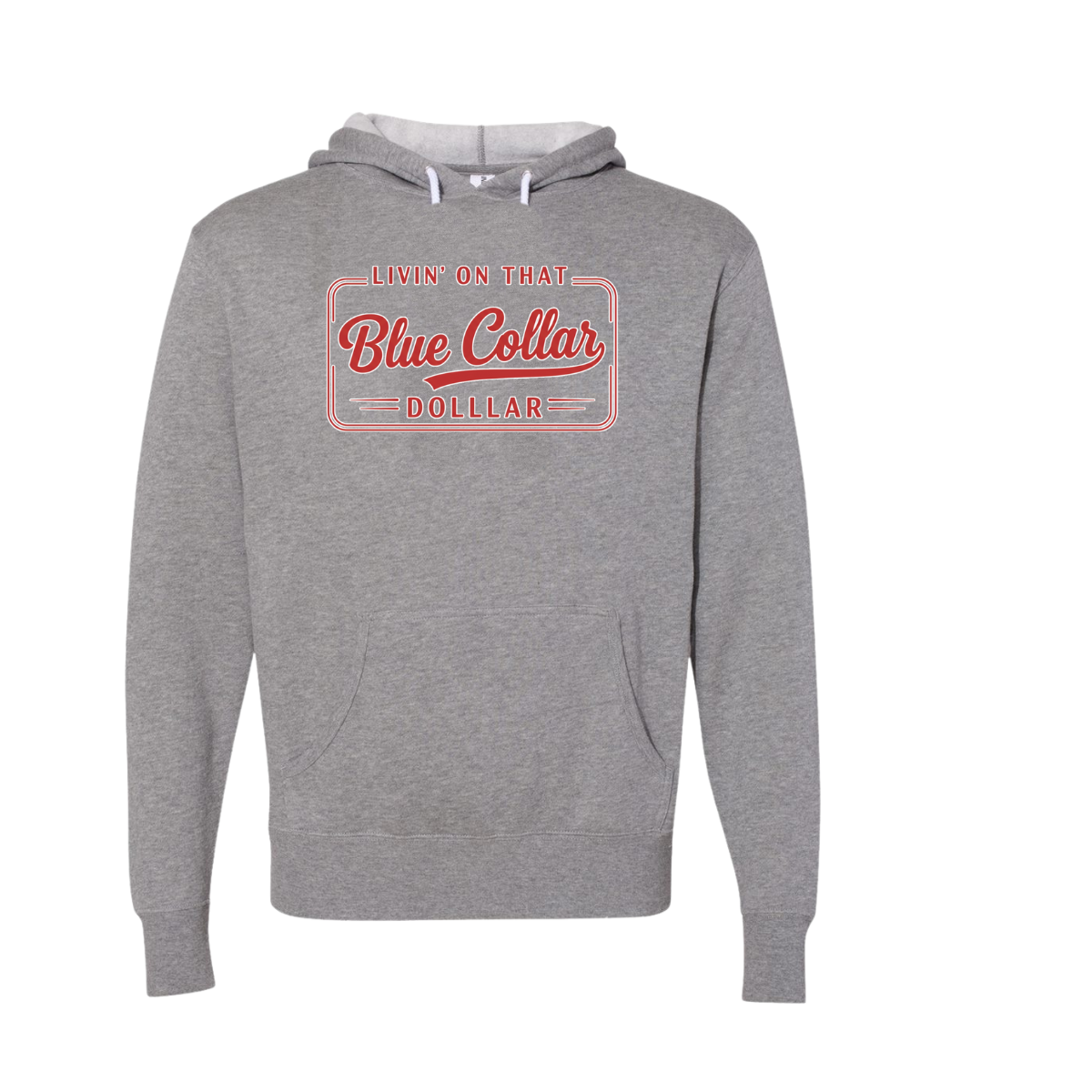 Red Blue Collar Grey Hooded