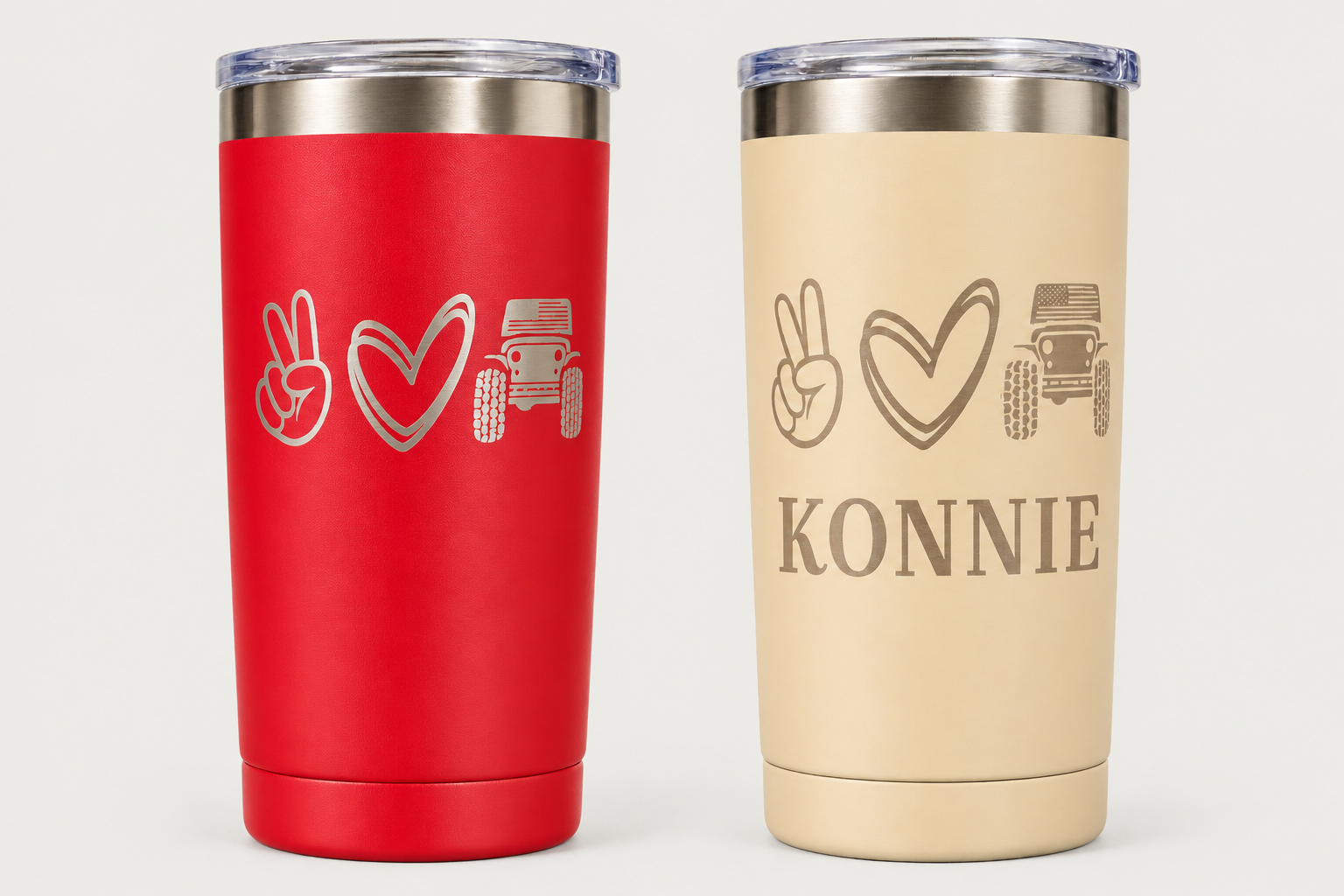 Personalized engraving · Custom tumblers with designs and names