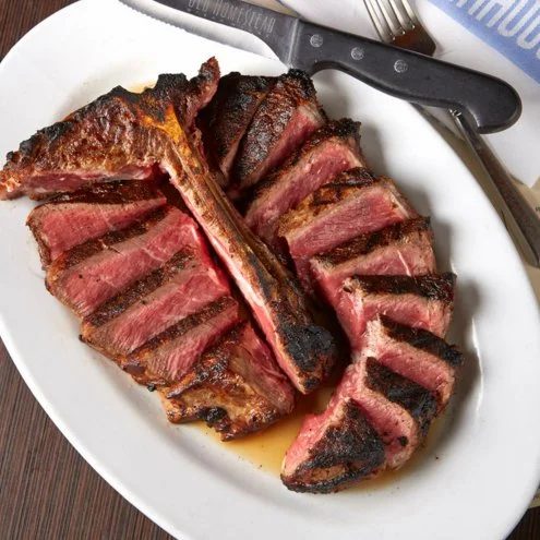 a perfectly cooked t-bone steak