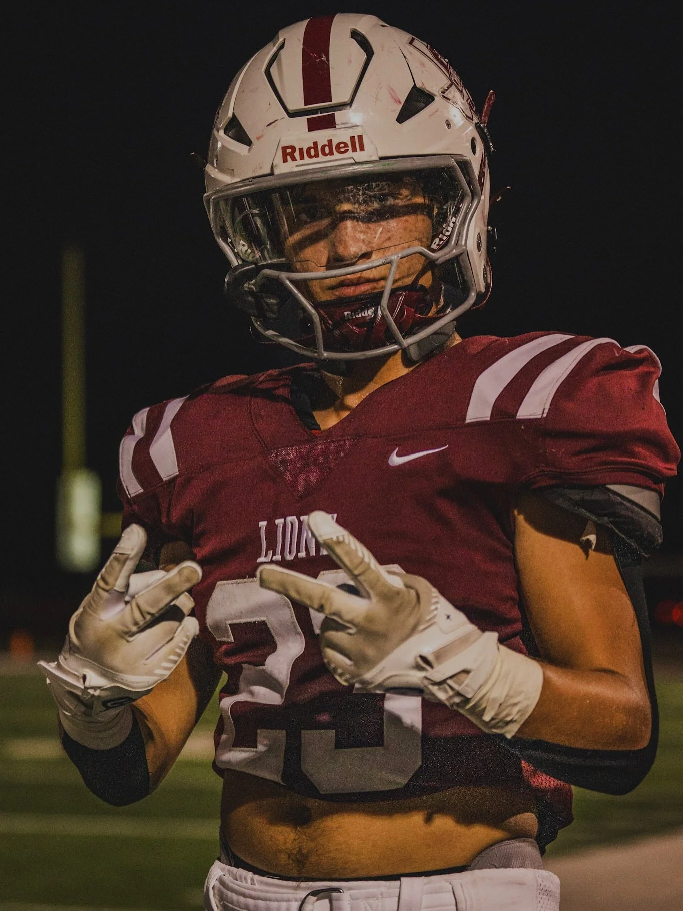 Homecoming lights, portraits a with story. Batch 1 of the series. 😤🔥📸

Full gallery available tomorrow 10/5/25&mdash; 🔗 link in bio. 

Batch 2 drops tomorrow &rarr; action + atmosphere under the lights 🏈 🔥 🦁 

#EchoesAndIvy #FridayNightLights 