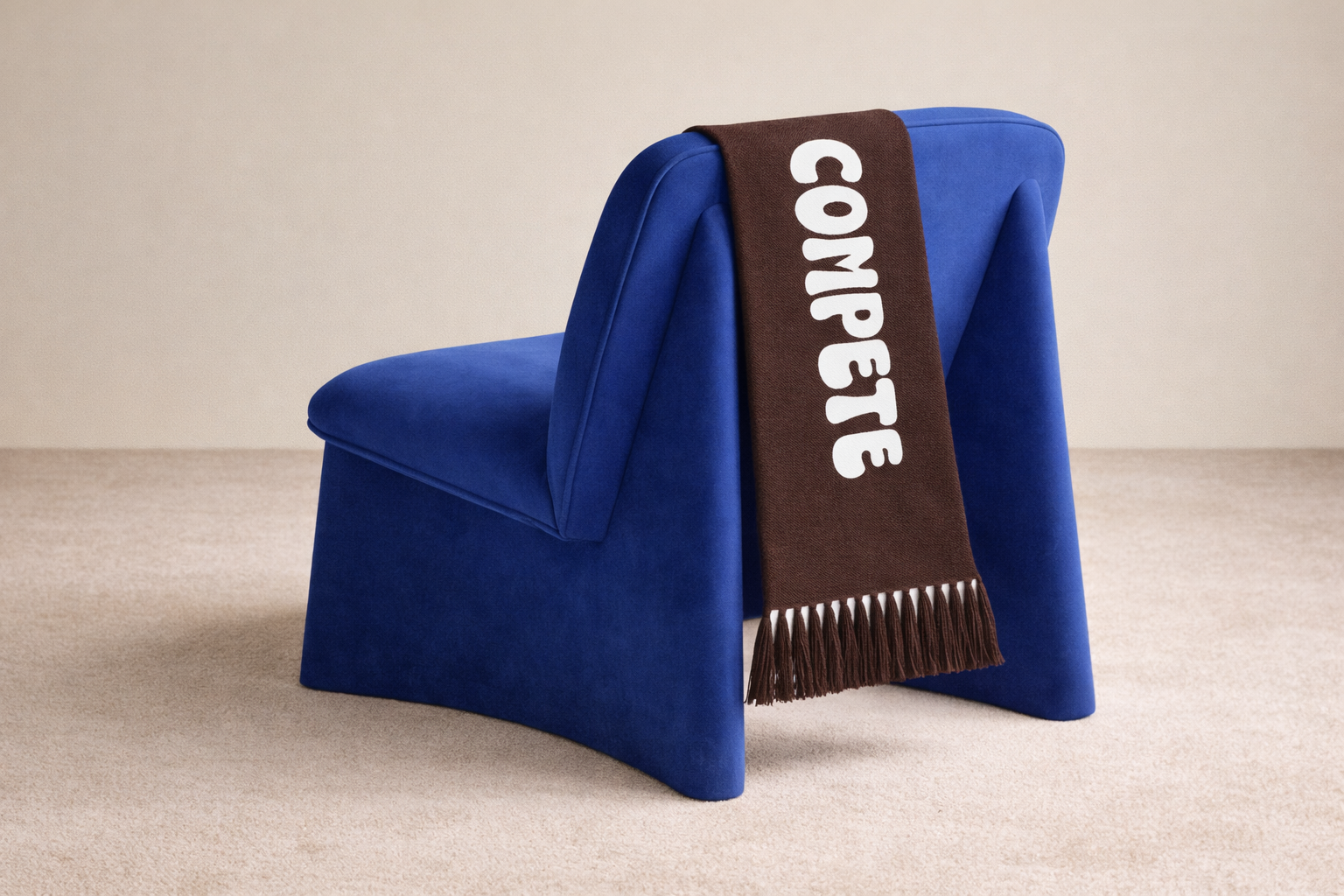 Blue chair with "COMPETE" scarf.png