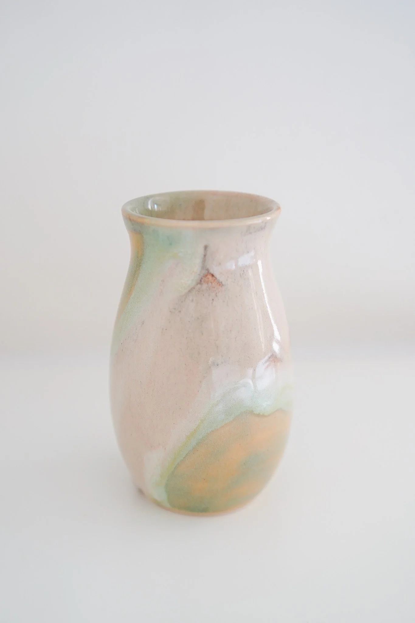 Handmade Marbled Glaze Stoneware Vase - Rutile