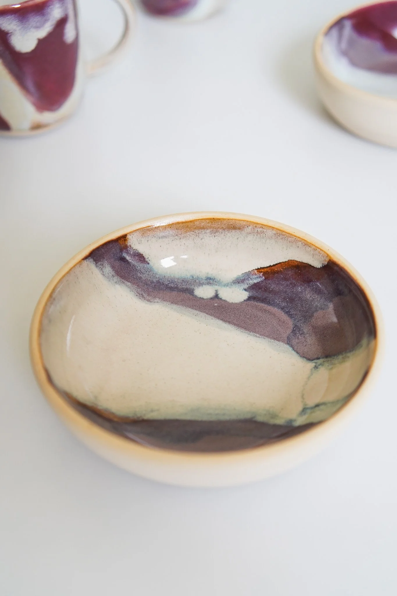 Everyday Stoneware Trinket Dish - Marbled Malbec