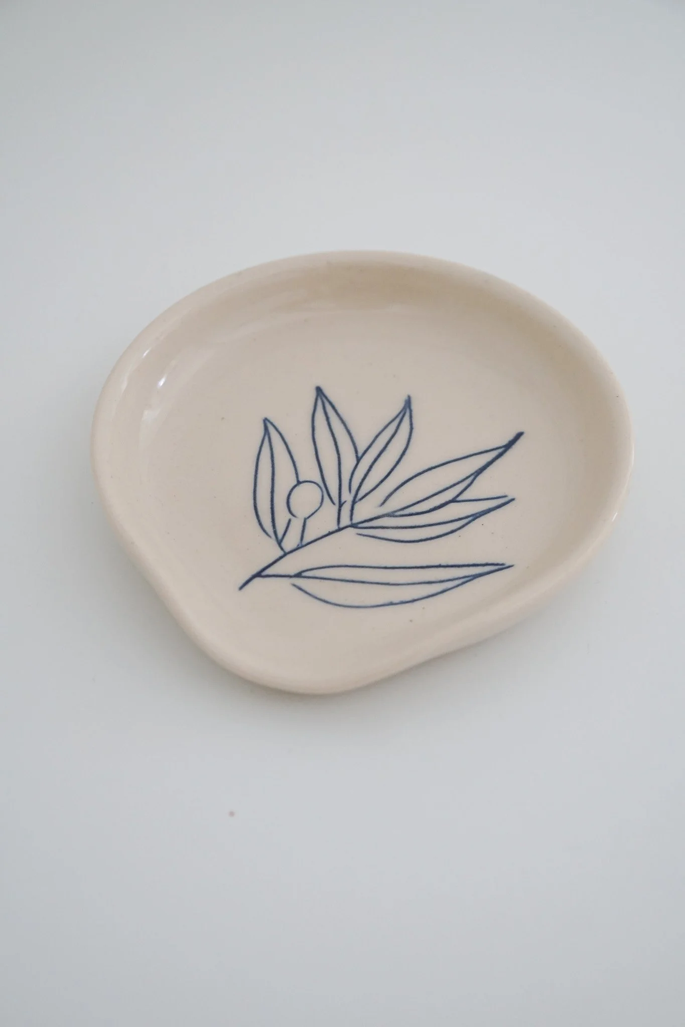 Handmade Spoon Rest - Blue Olive Branch