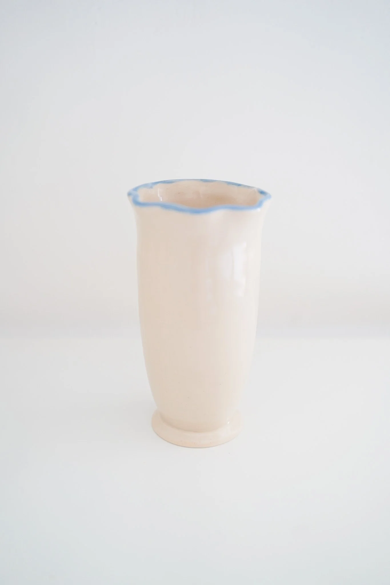 Handmade Ripple Ceramic Vase - Baby Blue