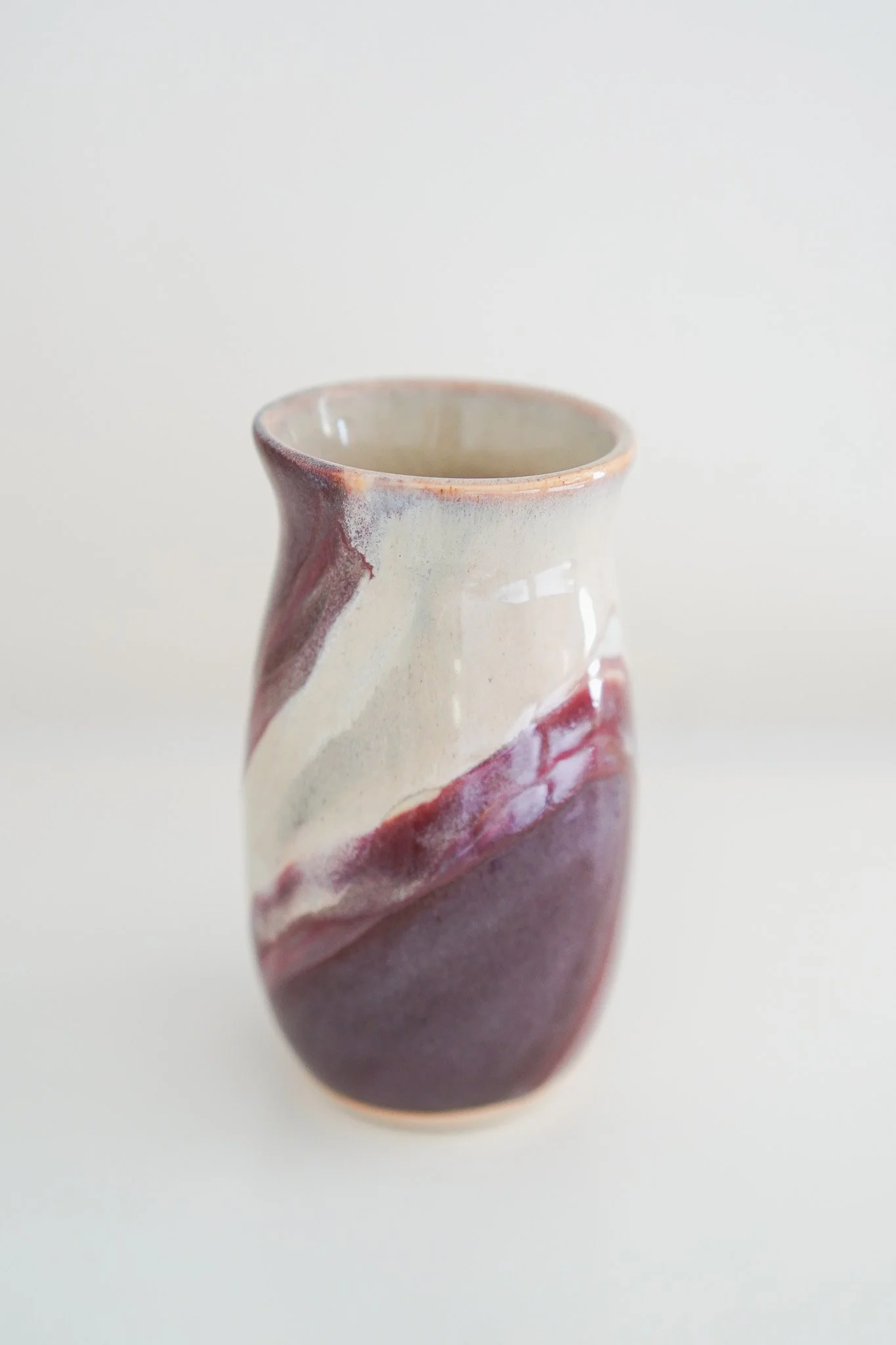 Handmade Marbled Glaze Stoneware Vase - Cranberry