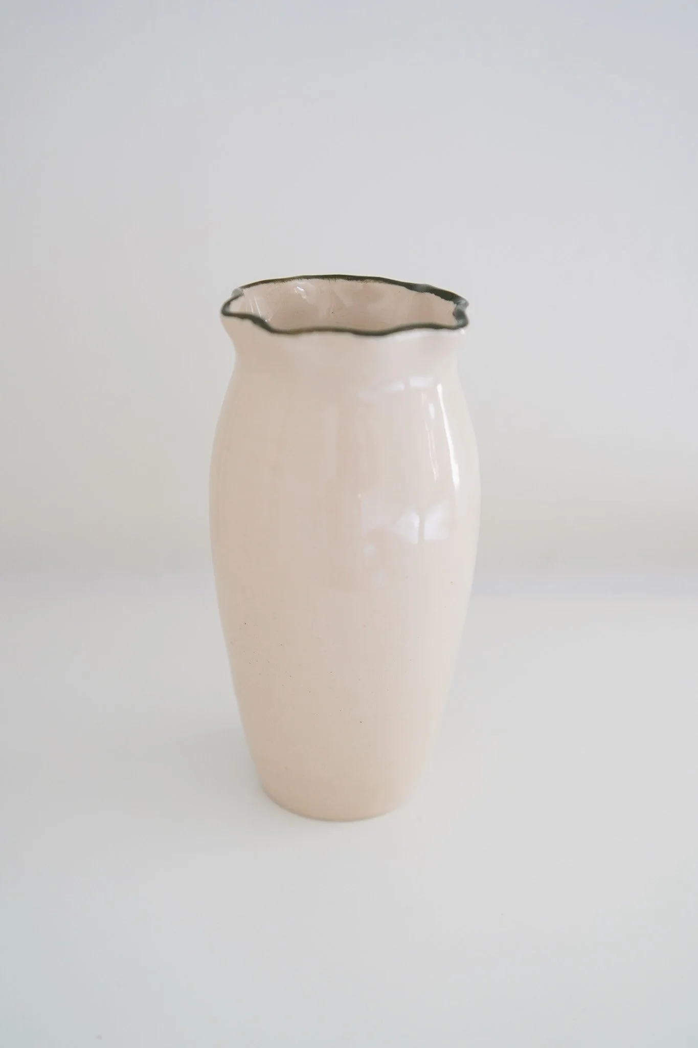 Handmade Ripple Ceramic Vase - Olive Green