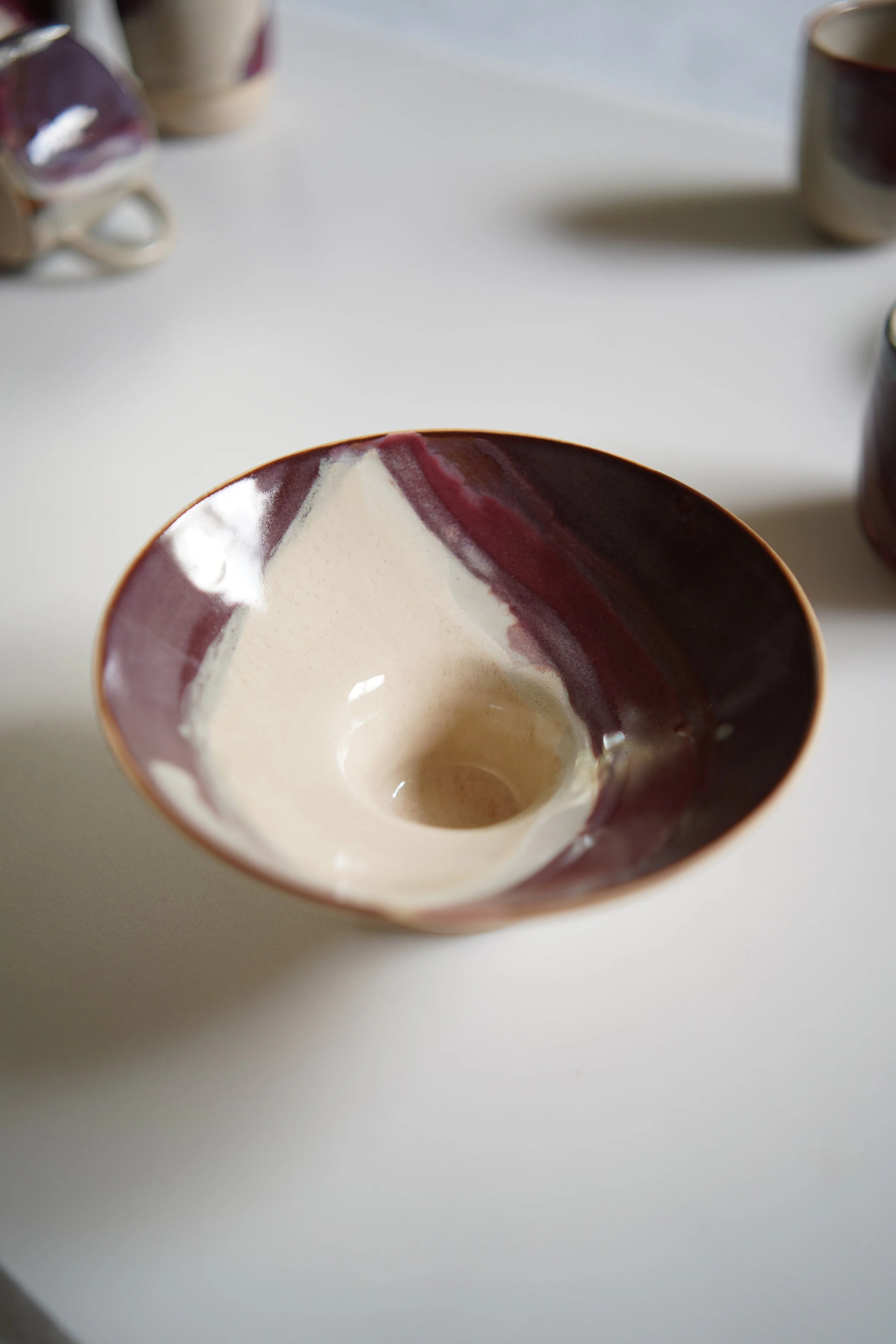 Stoneware Marbled Ikebana Bowl