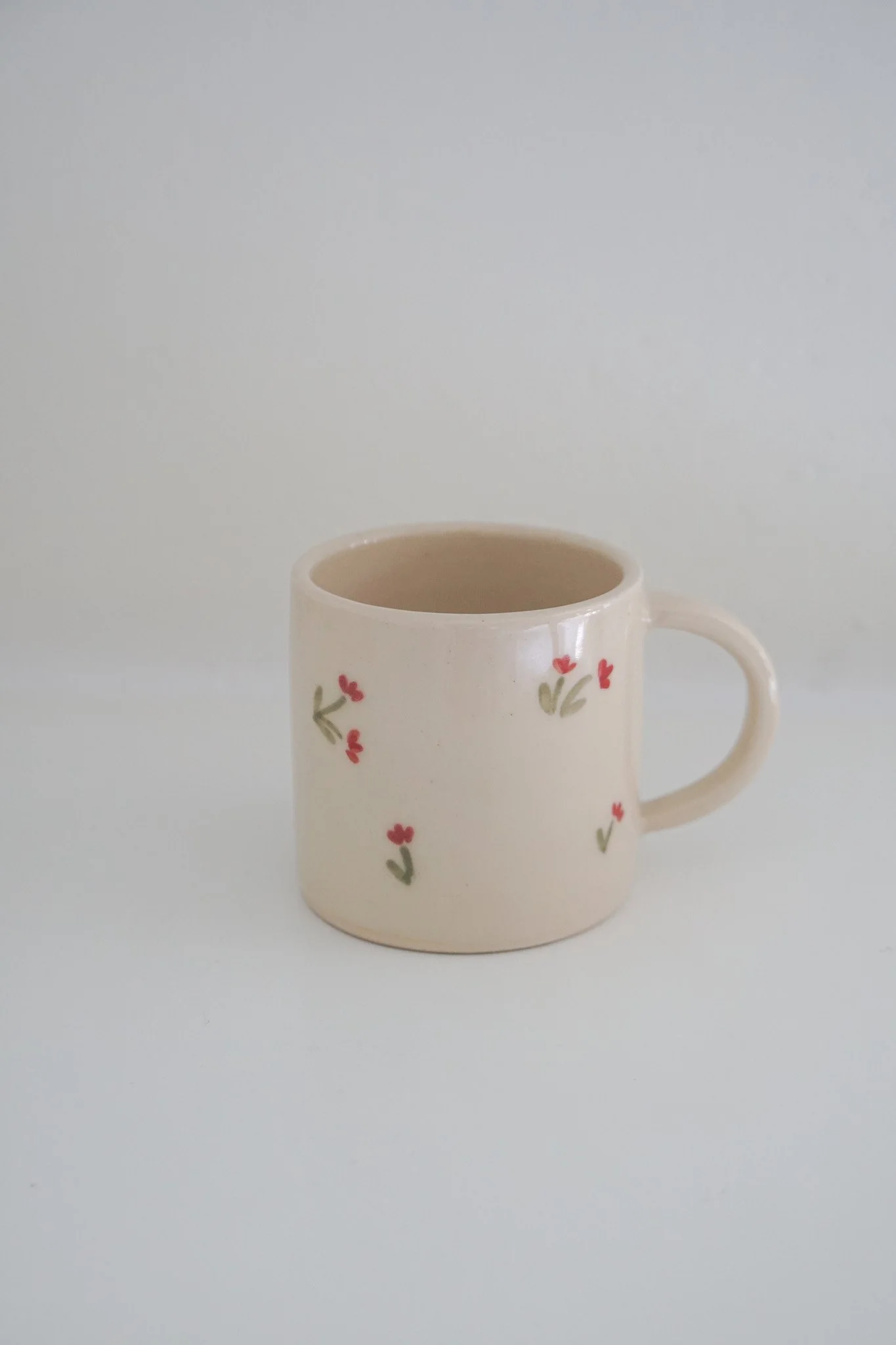 Handpainted Dainty Red Tulip Ceramic Mug