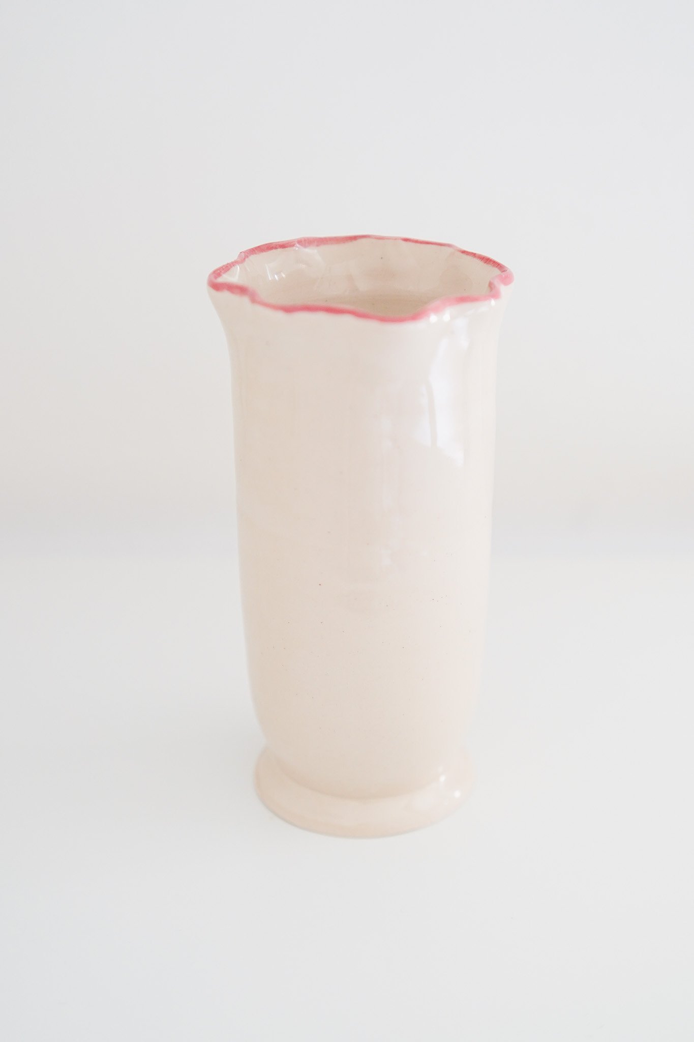 Handmade Ripple Ceramic Vase - Rose Pink