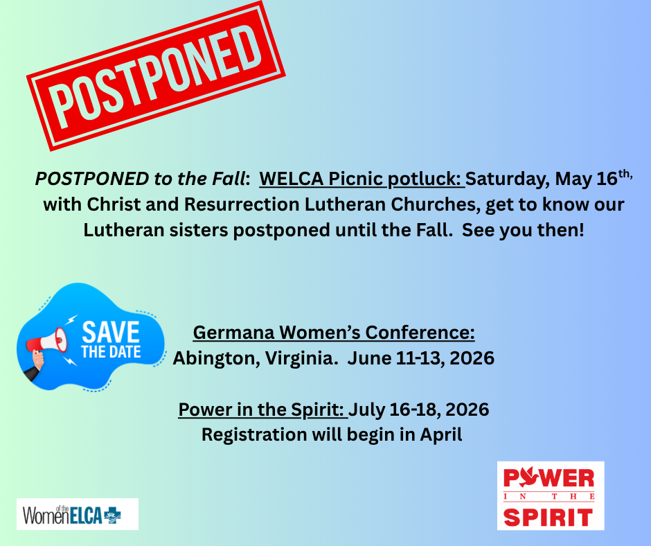 Postponed WELCA Picnic