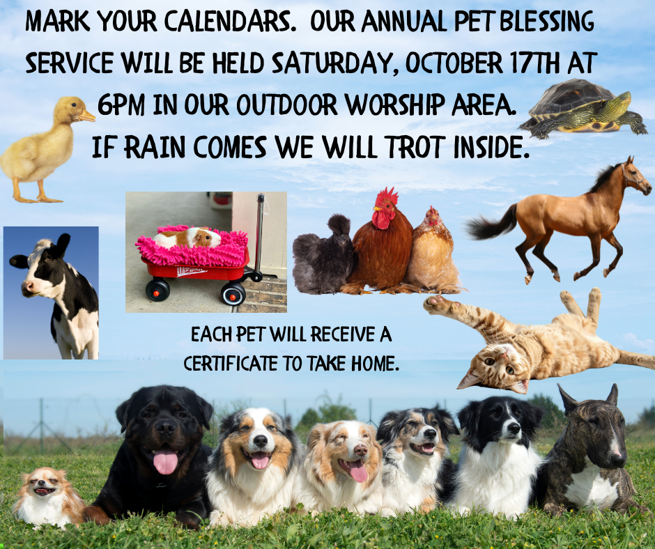 Pet Blessing on Saturday, October 17th 