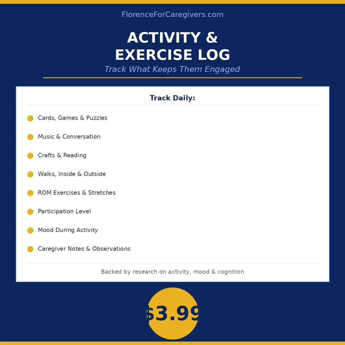 Florence for Caregivers — Activity & Exercise Log