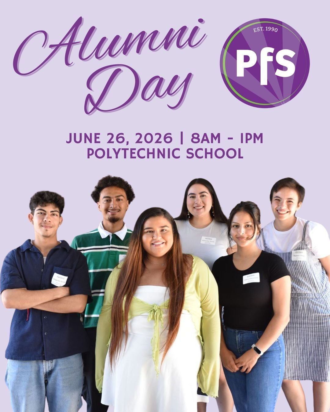 Mark your calendars, PFS alumni! 💜💚 We&rsquo;re inviting all PFS (formerly SEP) alumni to join us for Alumni Day on Friday, June 26, 2026 at Polytechnic School. 🥳

Alumni Day is a special opportunity for our community to reconnect, reflect on your