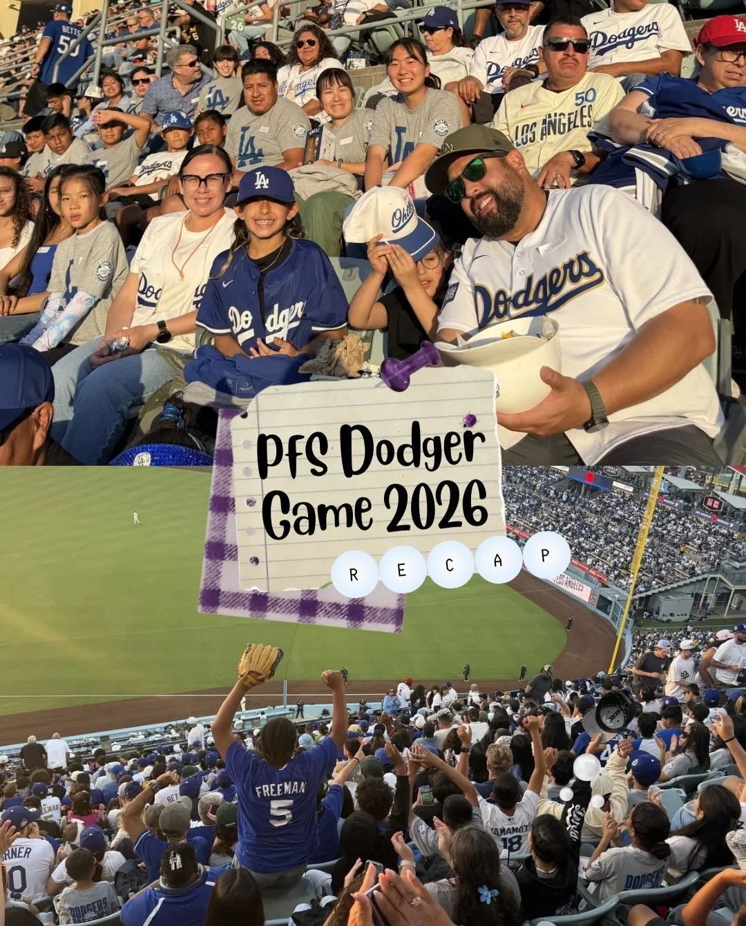Last Saturday, Kids 4 Baseball gave PFS students the opportunity to attend a @Dodgers game, creating memories that will last a lifetime. From cheering in the stands to seeing themselves on the jumbotron, it was a truly special experience. ⚾️

Thank y