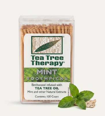 Tea Tree Therapy - Birchwood Toothpicks Infused with Tea Tree Oil and Mint