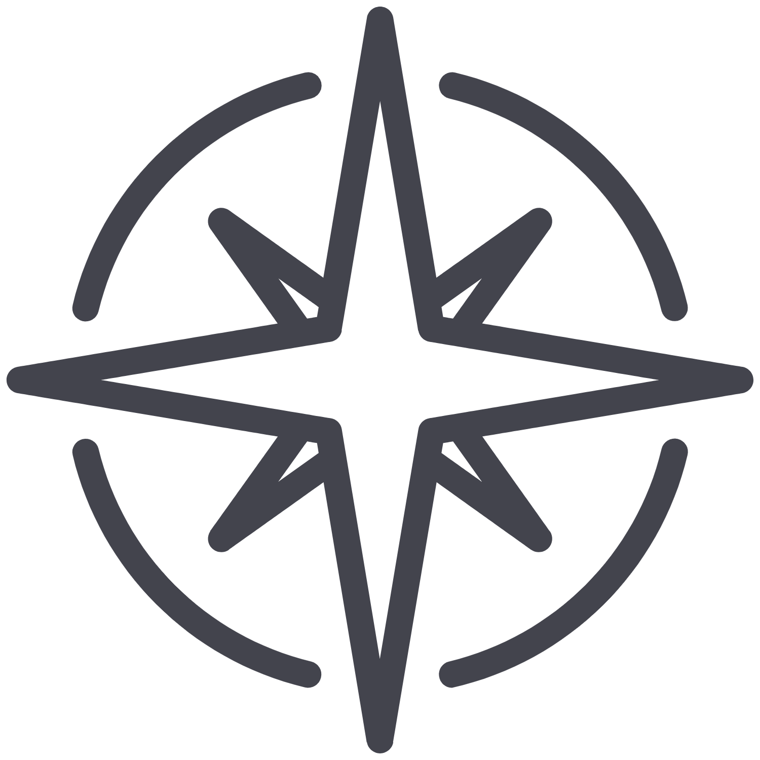 Line drawing of a compass - symbolizing the guidance Stacy offers with interim and fractional leadership for nonprofit organizations at all stages.