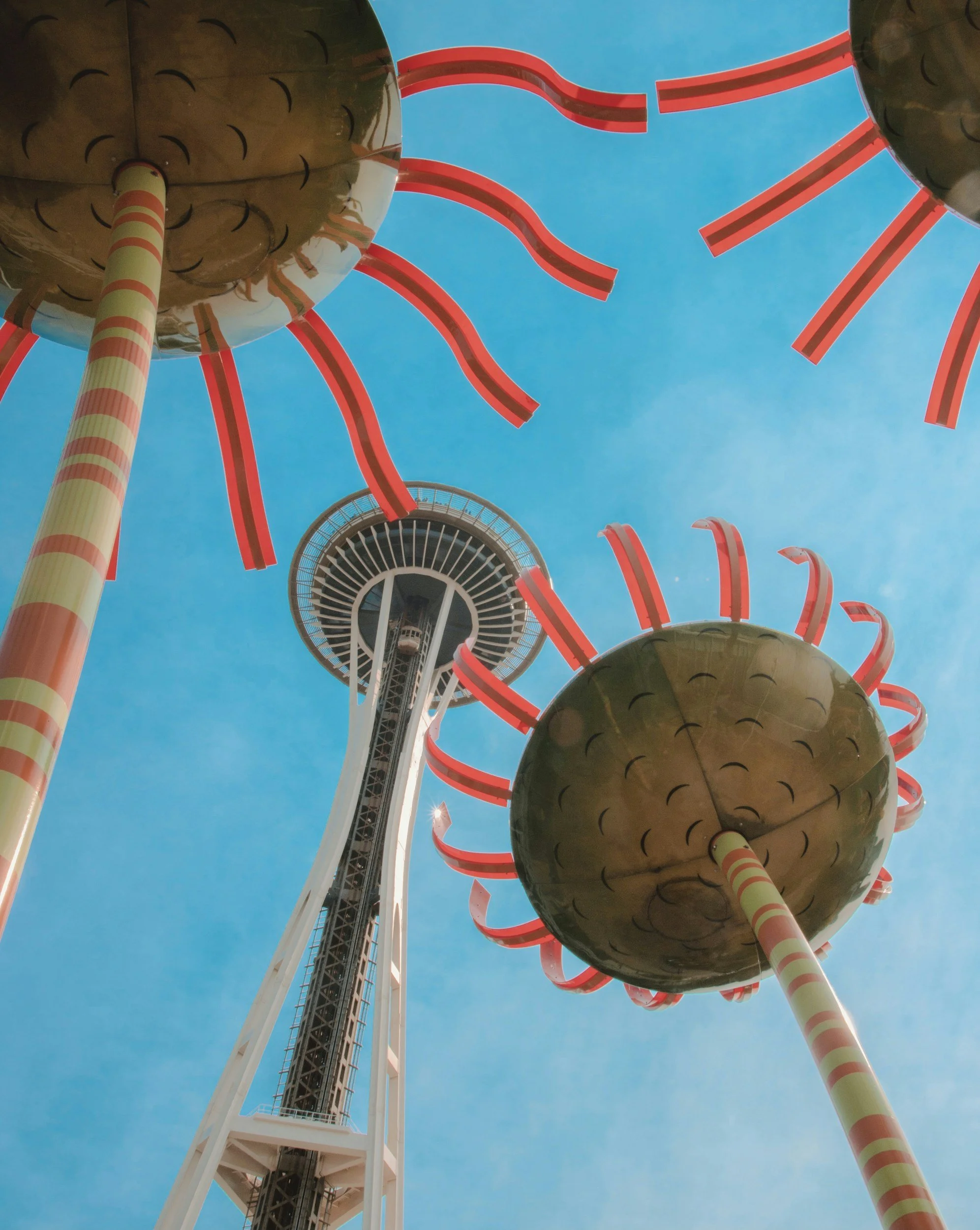 Art installation at the base of the Seattle Space Needle in Washington, Queen Anne Seattle / Belltown Seattle.