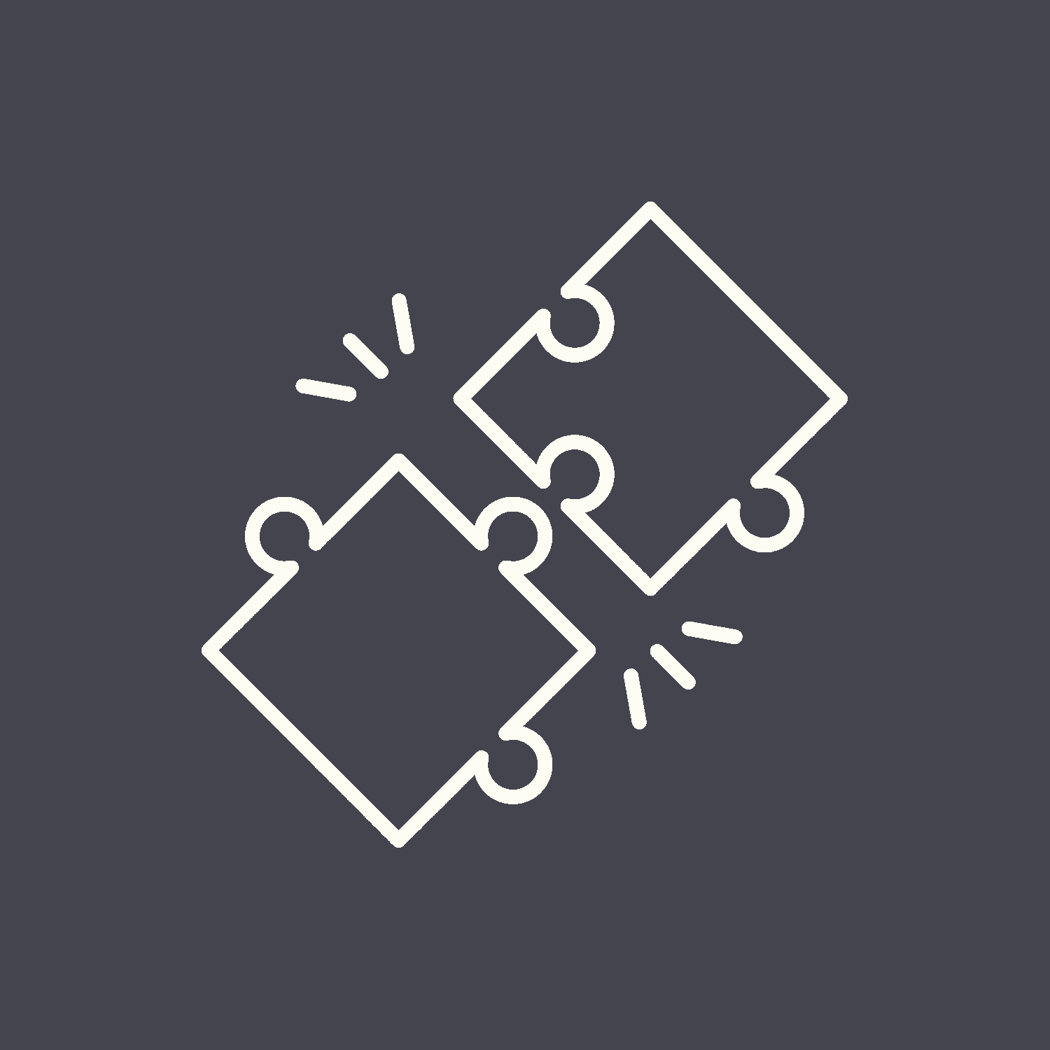 Line drawing of puzzle pieces snapping together - symbolizing how nonprofit organizations are puzzles to solve with all their moving pieces.