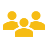 Silhouette of four people standing together, depicted in yellow on a black background.