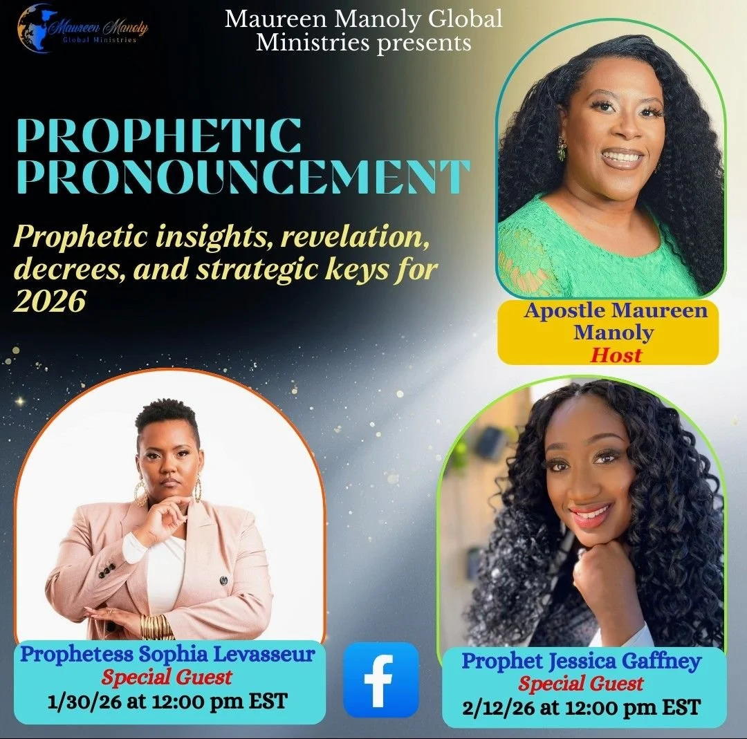 The Prophets are coming to release God's word concerning 2026. Meet my Spiritual Daughter, Prophetess Sophia Levasseur, and I tomorrow Friday at 12:00 pm EST. Then on February 12th, join my Mentee Prophet Jessica Gaffney at 12:00 pm.

Don't miss this