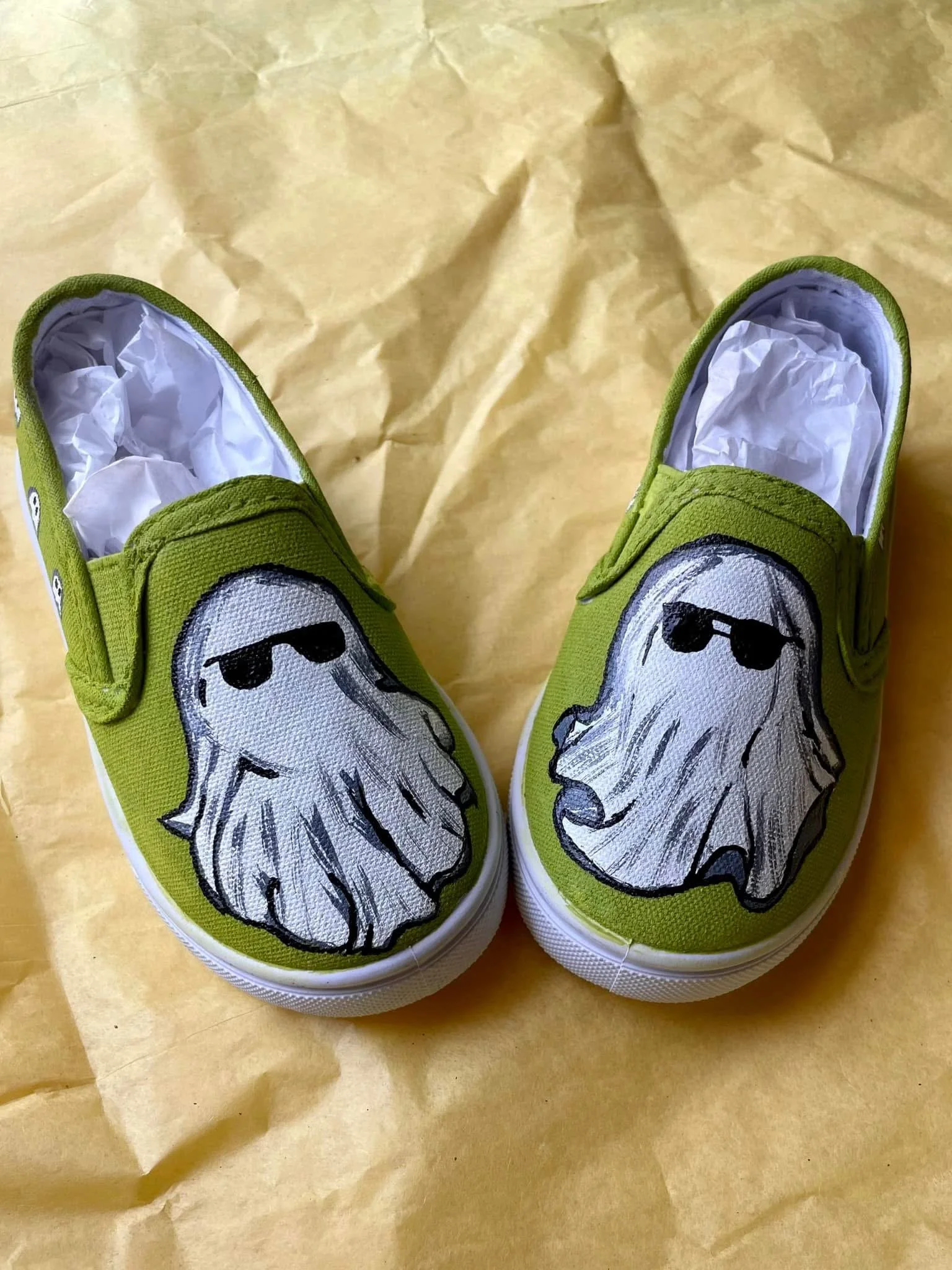 Ghost in Sunglasses Painted Shoes