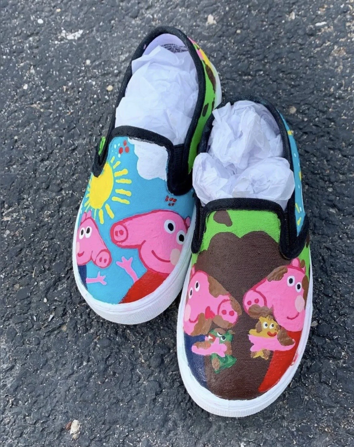Peppa & George in Muddy Puddles Painted Shoes