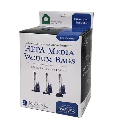 Riccar RCHC-6 HEPA Bags Charcoal Lined 6-Pack for Prima Canisters