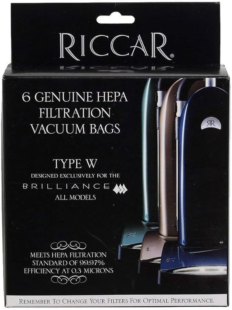 Genuine Riccar Type W Brilliance HEPA Filtration Vacuum Cleaner Bags (6 pack)