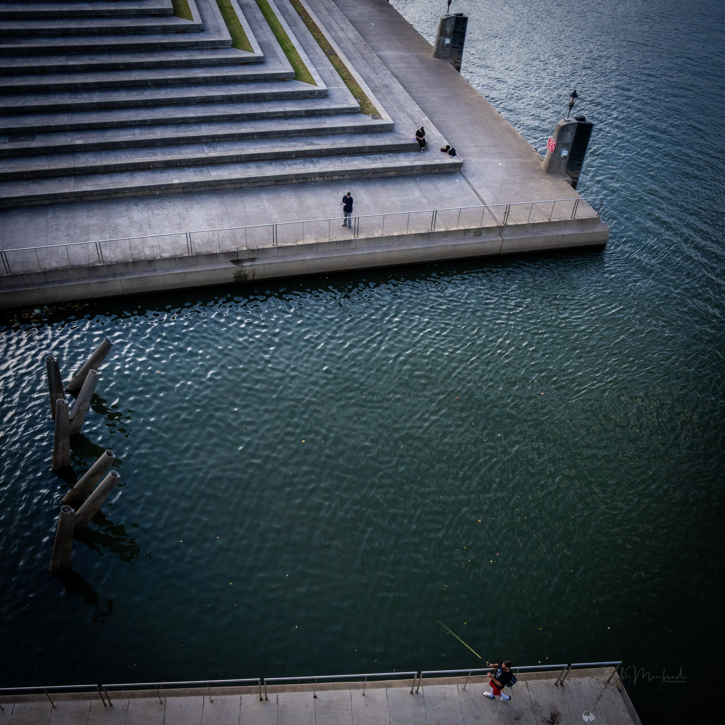 Aerial view of a Fisherman on the Tennessee River, Chattanooga, TN