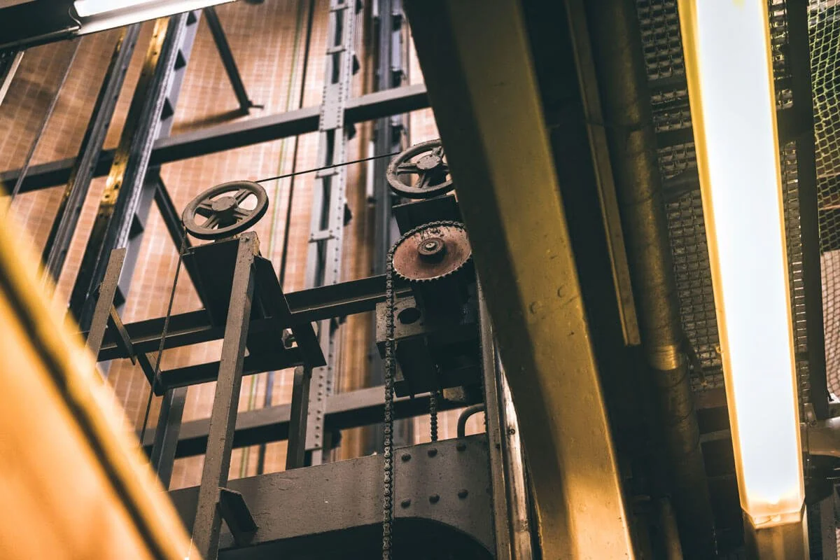 A business building's elevator system