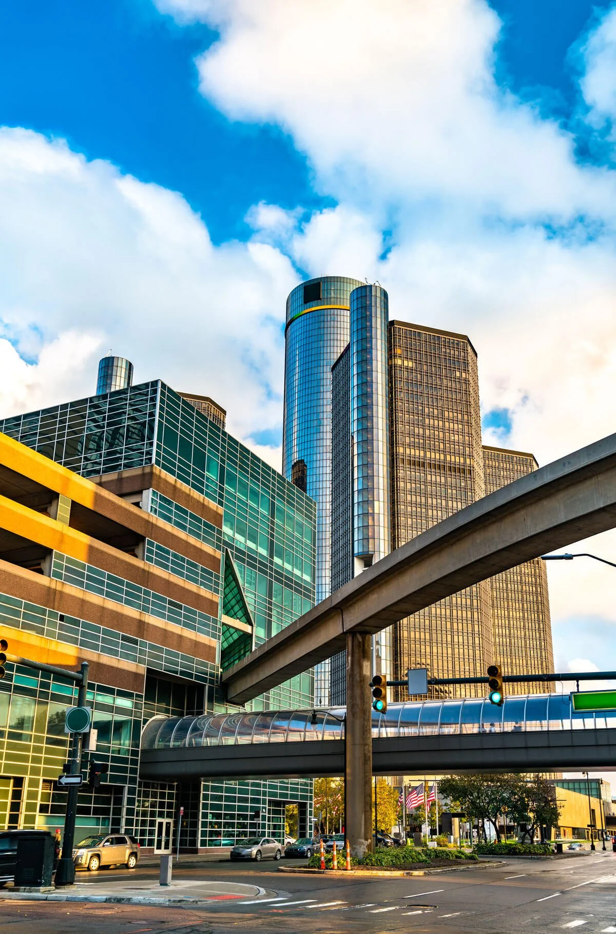 Buildings and a railroad track in Detroit Michigan