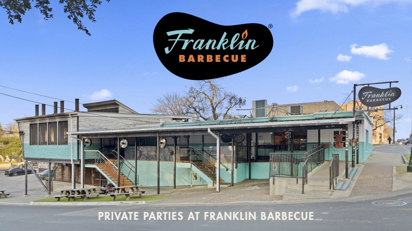 Franklin Barbecue building with logo over image.