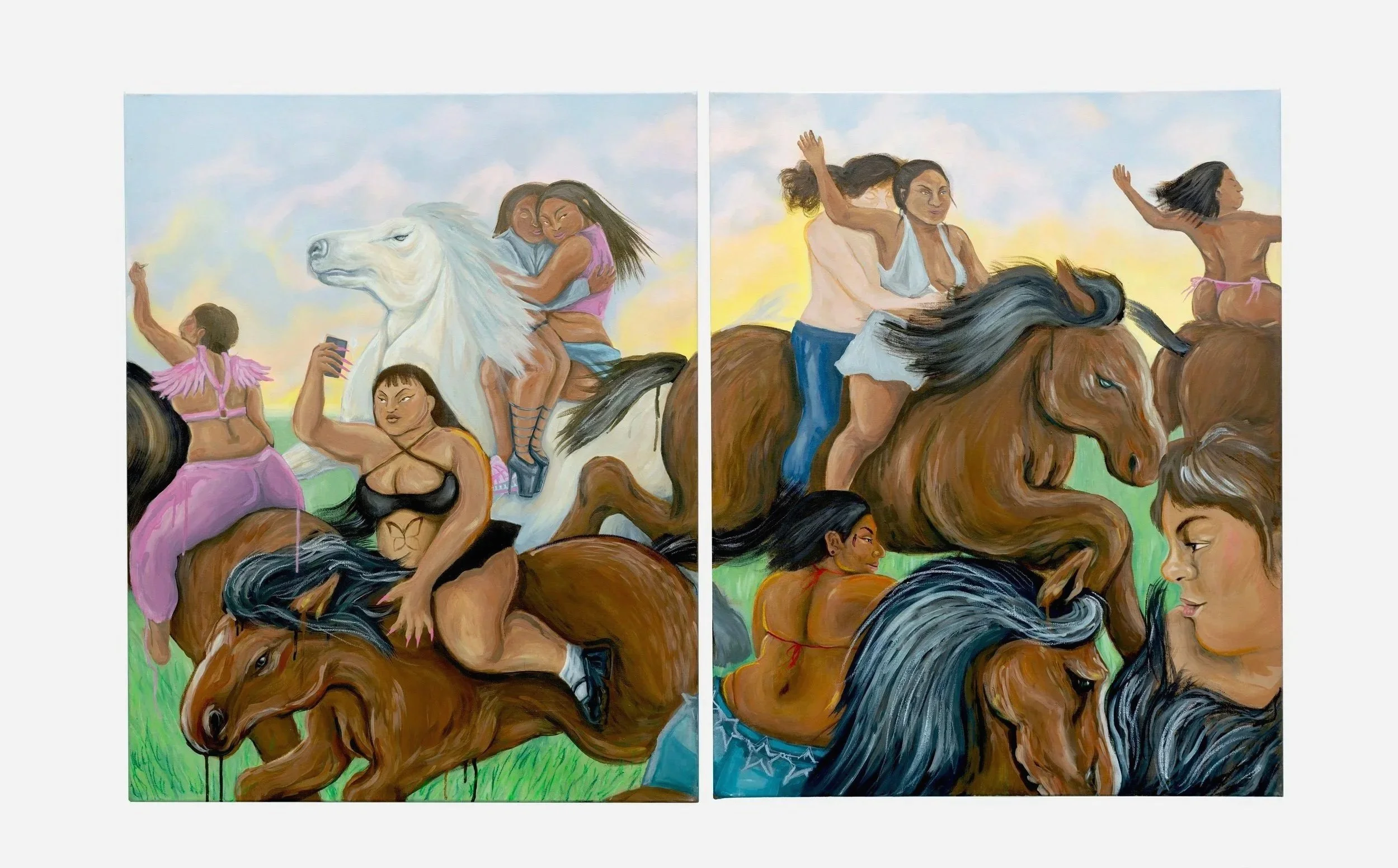 After Malón (diptych), 2025. Acrylic on canvas, 39 x 31.5 in. each