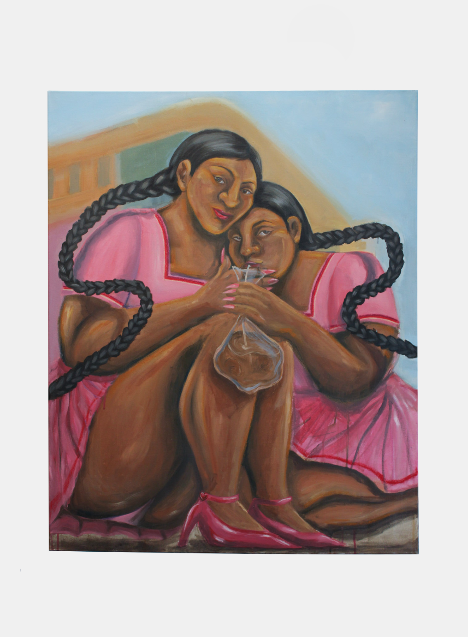 Las Celinas, 2025. Acrylic and oil pastel on canvas. 39 x 31.5 in.