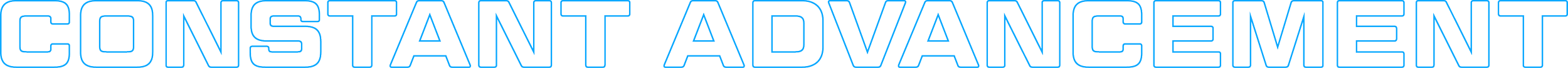 Logo with the words 'CONSTANT ADVANCEMENT' in neon blue outlined letters on a black background.