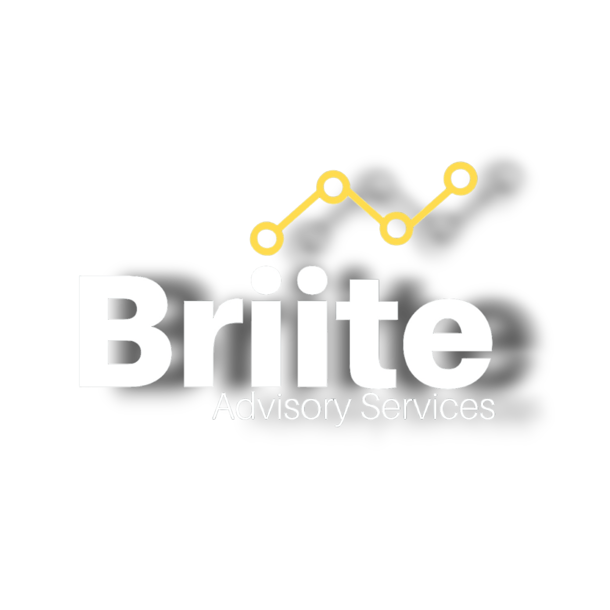 Logo for Briite Advisory Services featuring a white text 'Briite' with smaller text 'Advisory Services' beneath, and a yellow line graph above