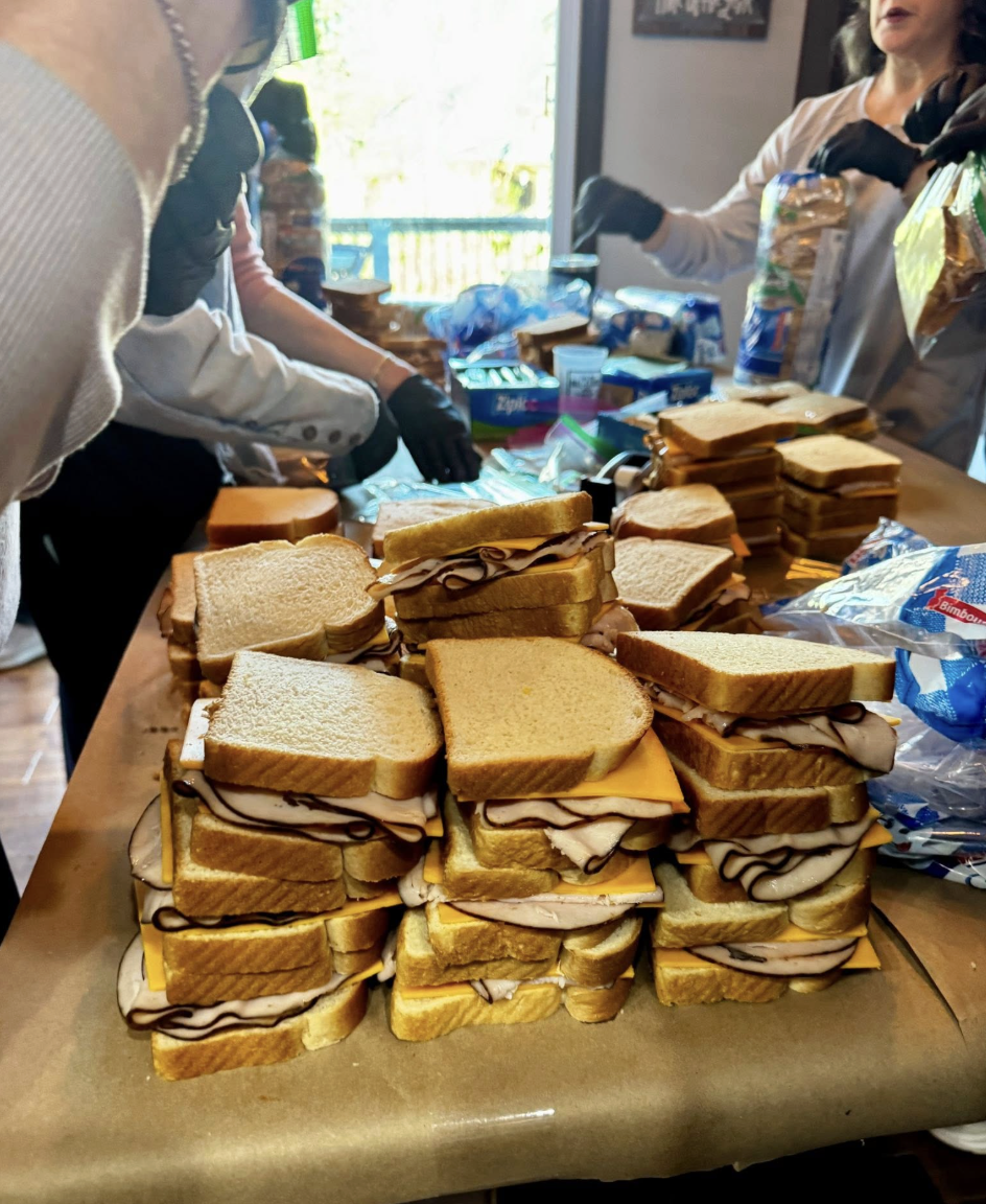 A pile of sandwiches made by Widows Who Wine members