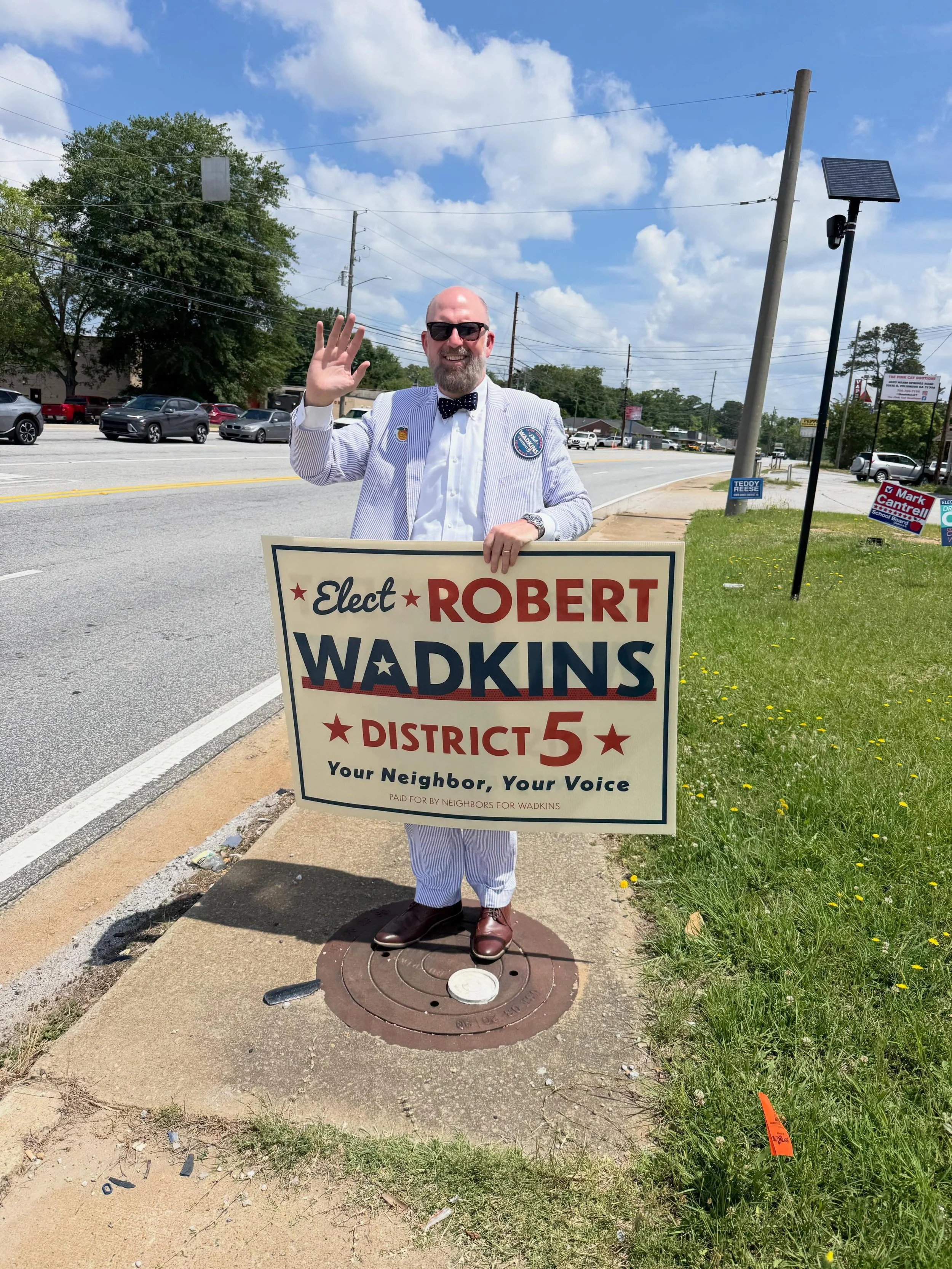 It&rsquo;s been a great day out waving for the Wadkins for District 5 sign crews! Honk if you see us - and vote for Robert Wadkins for District 5 before polls close today at 7:00pm!