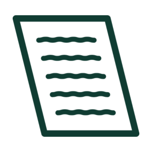 An illustration of a sheet of paper with lines of text on it, slightly tilted.