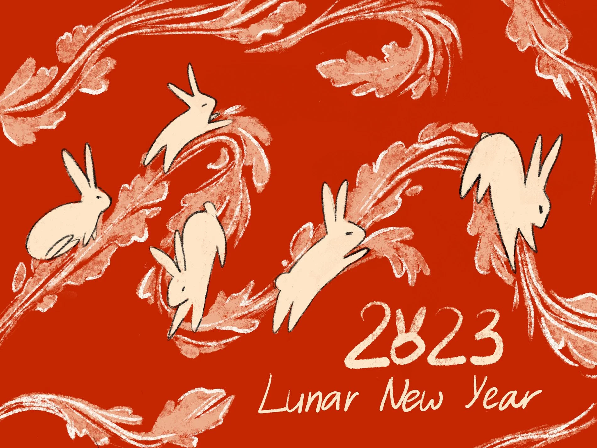 lunar new year bunnies art by anastasiya kim