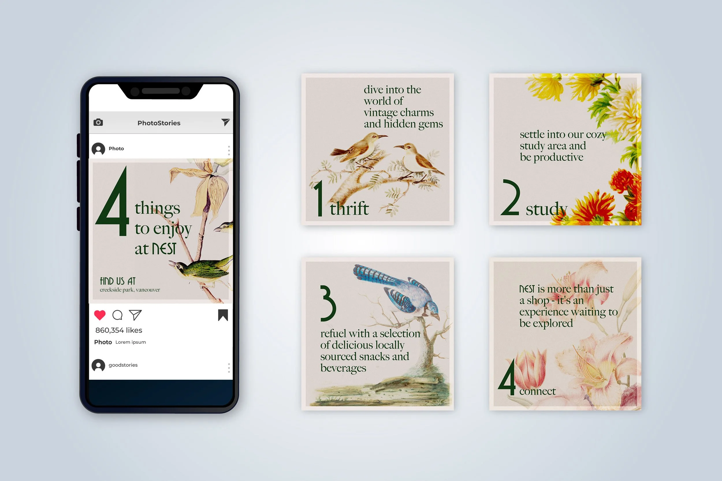 social media posts designed by Anastasiya Kim