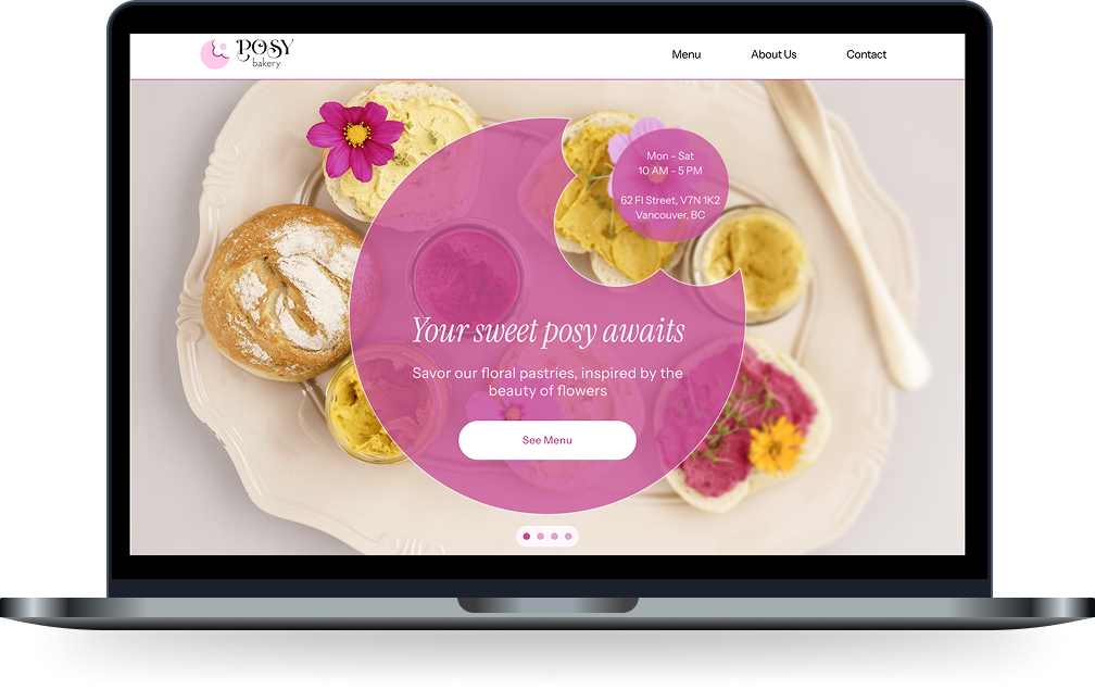 Posy floral pastry shop web design by Anastasiya Kim UX/UI and Web Designer