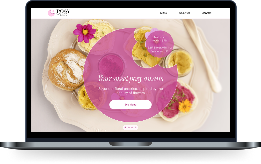 Posy floral pastry shop web design by Anastasiya Kim UX/UI and Web Designer