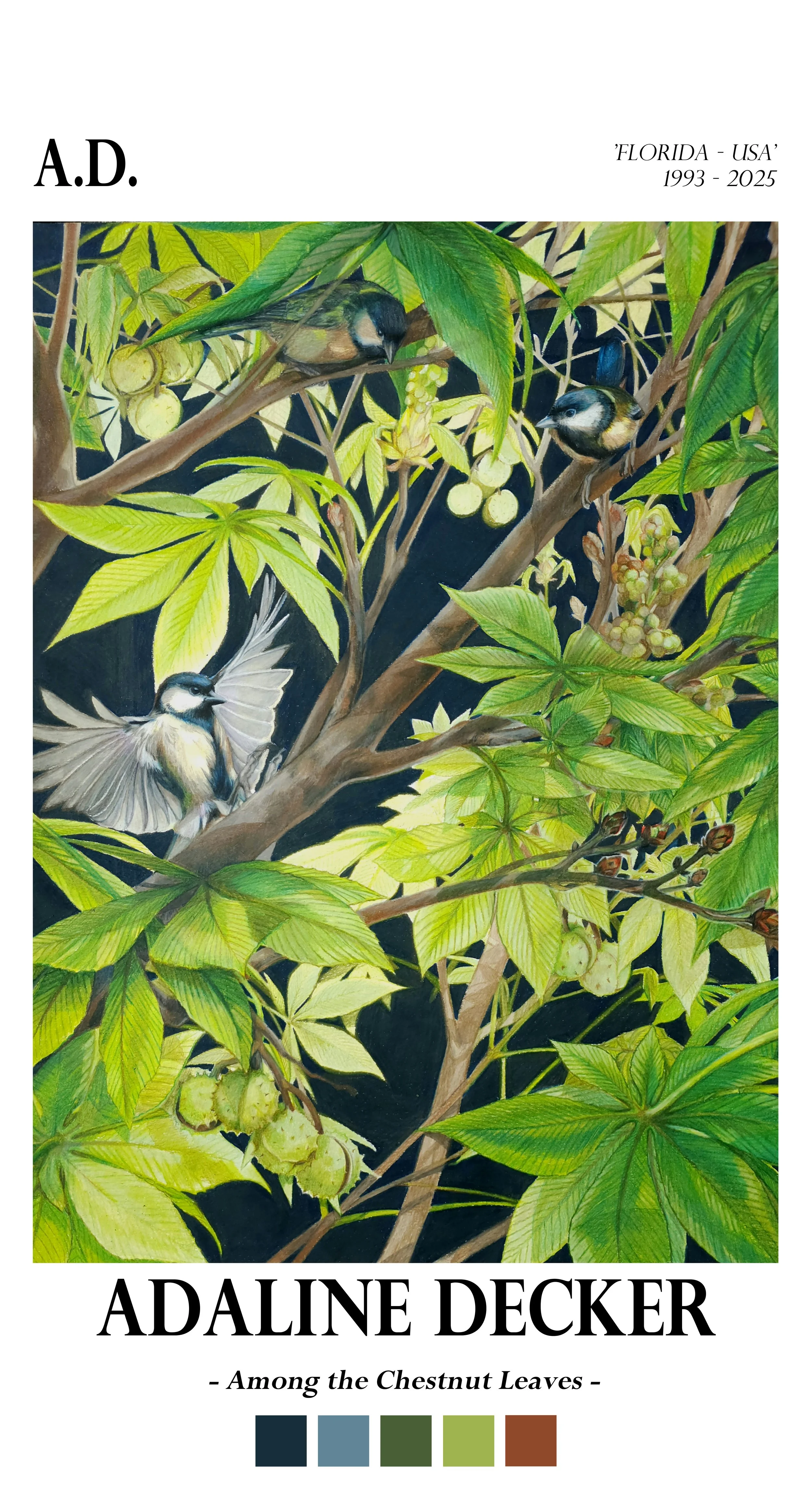 Among the Chestnut Leaves - Fine Art Print - 13"x24"
