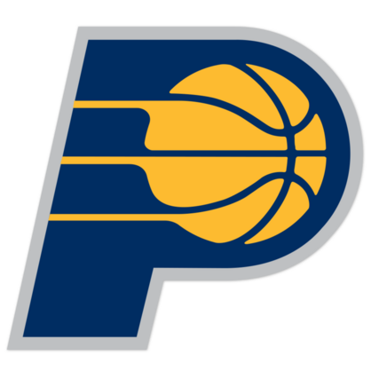 Indiana Pacers logo with a stylized yellow basketball and navy blue letter P.