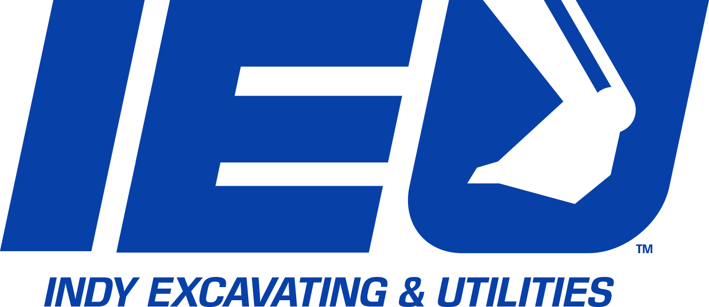 Logo of IEU Indy Excavating & Utilities in blue and black text.