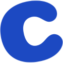 Large blue letter 'C' on a white background