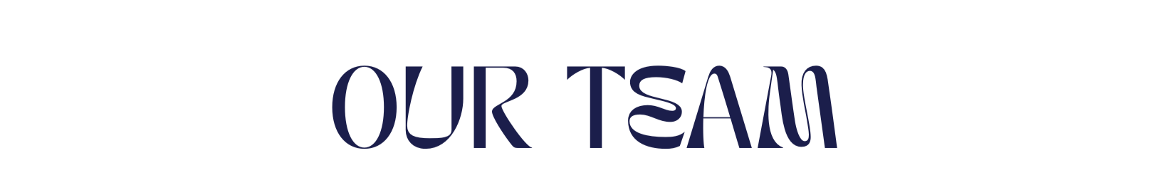 Stylized text saying "OUR TEAM" with a black background.